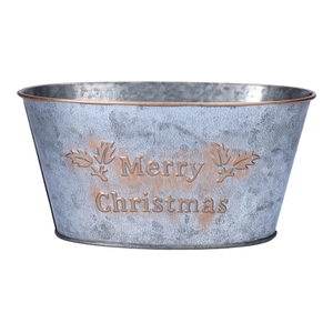 Planter Holly oval 19x13.5x10 grey \\