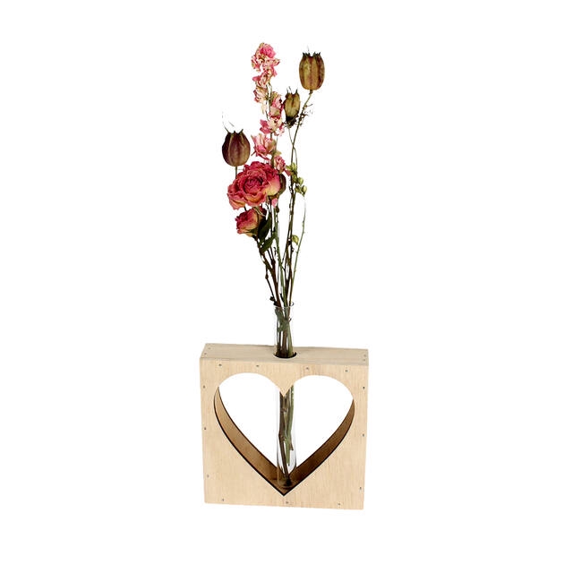 <h4>Houten standaard Haoro 12x12cm hart glasx1 FSC</h4>