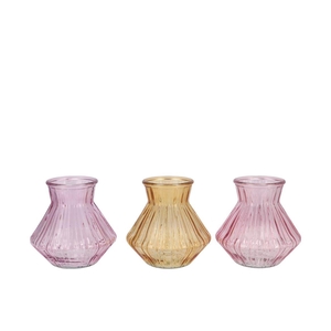 Roman Pastel Mix Diamond Glass Vase Ass 14x14cm Nm