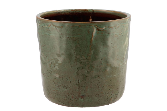 <h4>Iron Stone Green Glazed Pot 21x19cm Nm</h4>