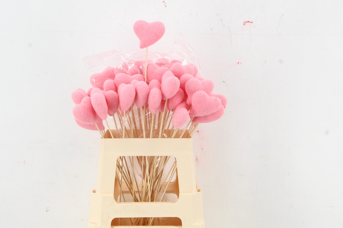 <h4>Stick Heart Flock Slanting 6cm Pink</h4>