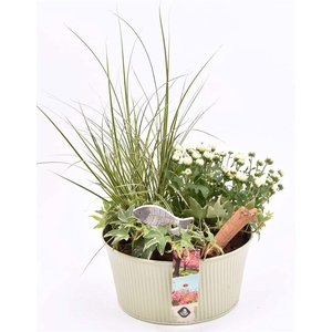 Zink schaal ribbel khaki 18cm