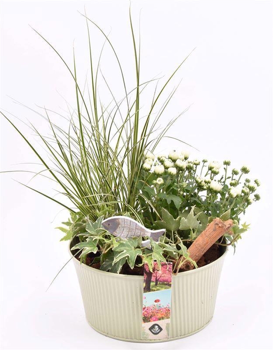 <h4>Zink schaal ribbel khaki 18cm</h4>
