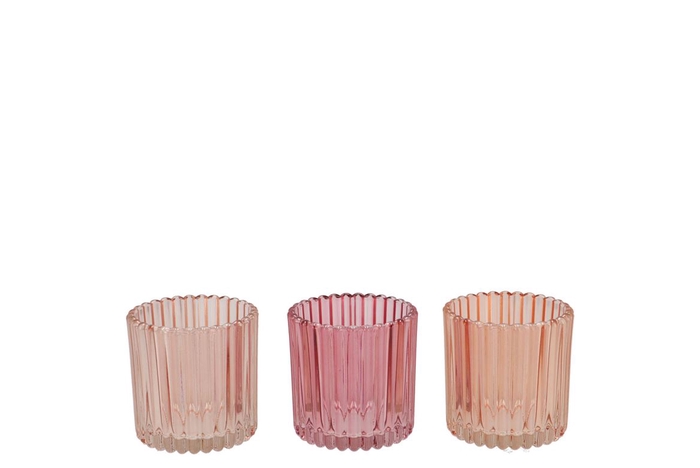 <h4>Roman Sweets Pink Mix Glass Candle Holder Ass 8x8x8cm</h4>