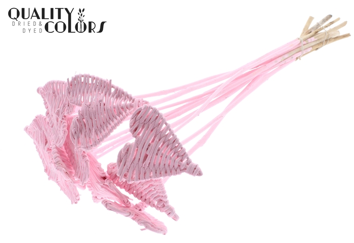 Lata Heart 8cm on stem Hat type Covered Light Pink