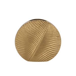 Inga Leaf Gold Vase Round 33x12x31cm