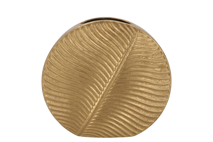 <h4>Inga Leaf Gold Vase Round 33x12x31cm</h4>