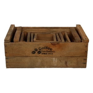 Wood box coffee s/6 d48 30 19cm