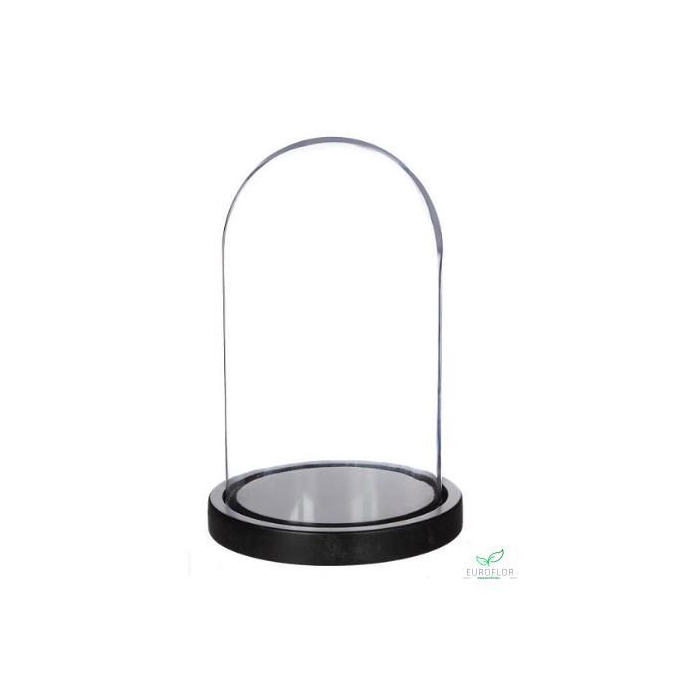 <h4>BELL JAR W. BLACK WOOD BASE D14 H.21 CM</h4>