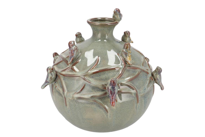 <h4>Bird Vase Globe Moss 29x29x28cm</h4>