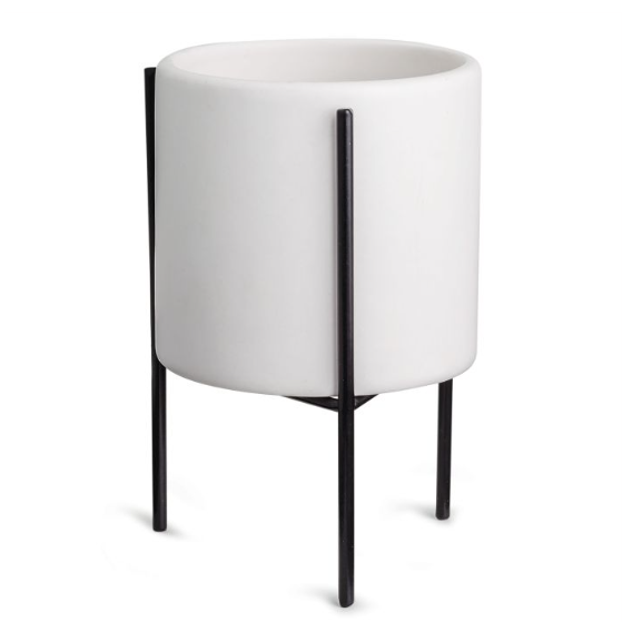 <h4>CACHEPOT BRANCO COM SUPORTE EM METAL M 09969 M IMP</h4>