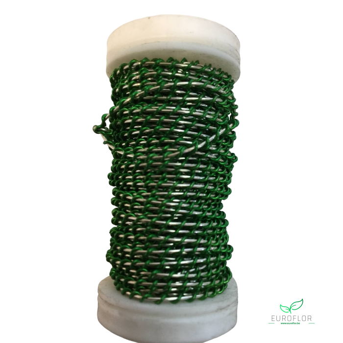 WIKKELDRAAD TWO TONE - GROEN rond SILVER - 100GR 10M