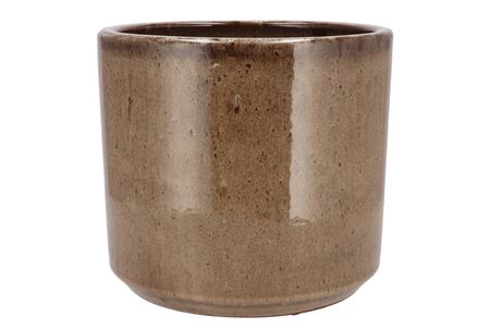 <h4>Javea Cilinder Pot Glazed Taupe 26x23cm</h4>