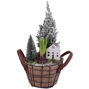 Winter Arr. Outdoor Metal Wire Basket Jute Ø17cm 2PP