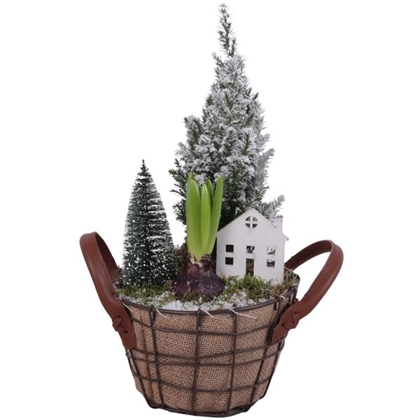 <h4>Winter Arr. Outdoor Metal Wire Basket Jute Ø17cm 2PP</h4>