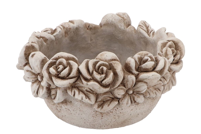 Concrete Antique Flower Bowl Round 25x25x13cm