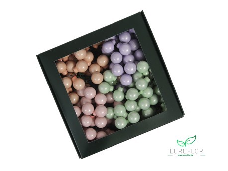 KERSTBAL GLASS 20MM ON WIRE 144PCS PASTEL OPAL