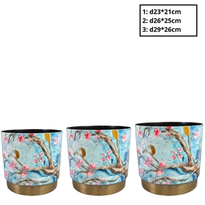 Metaal Blossom pot S/3 d29*26cm