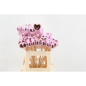 Stick Heart Metallic Pink 6cm