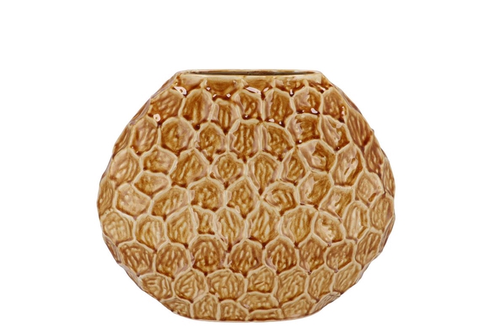 <h4>Inga Jada Brown Oval Vase Active Glaze Structure 24x10x20cm</h4>