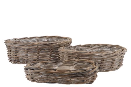 <h4>Rattan Bowl Oval Grey 3pcs 44x32cm Nm</h4>