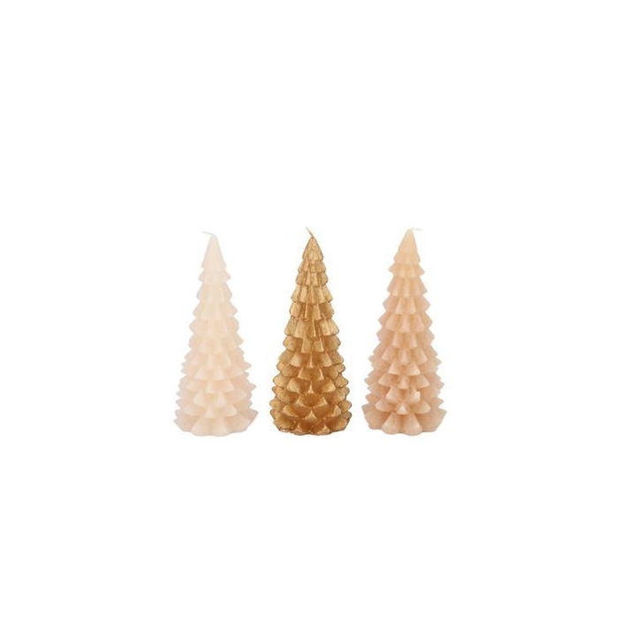 <h4>Candle Frosty X-mas Tree Gold Sand Mix 8x16cm Ass</h4>