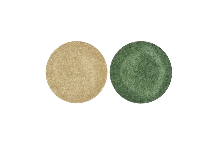 Melamine Shine Olive Green/gold Plate Round Ass 22x22x2cm