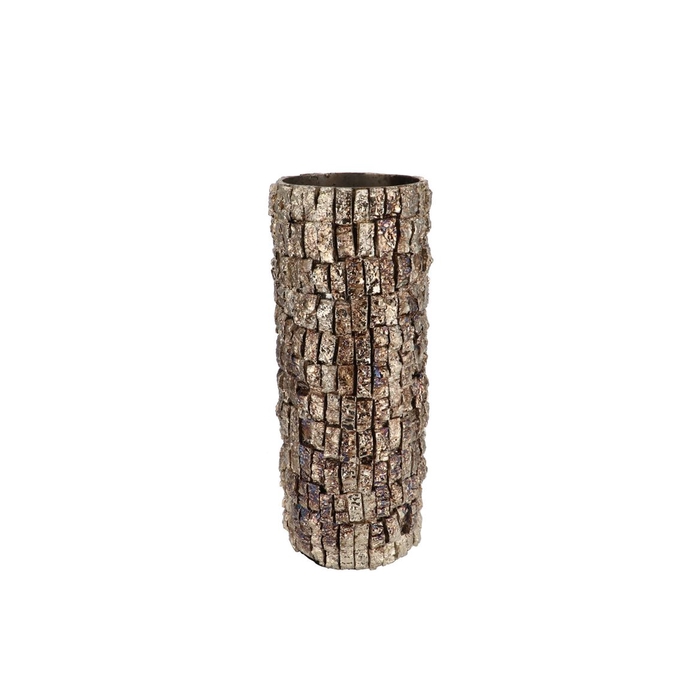 <h4>Nepal Iron Pot Birch Mosaic 13x13x36cm Nm</h4>