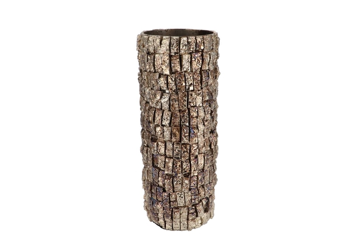 <h4>Nepal Iron Pot Birch Mosaic 13x13x36cm Nm</h4>