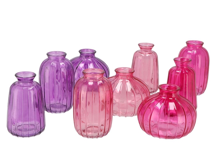 <h4>Dayah Pretty Pink Glass Bottle Ass S/3 7x11cm</h4>