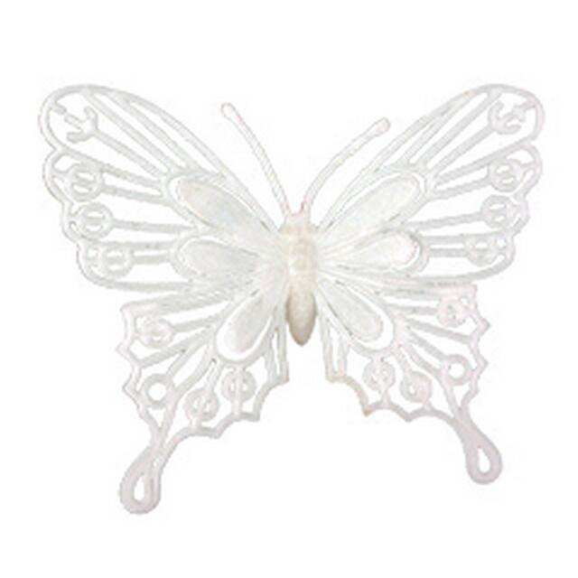 <h4>Pick Butterfly baroque 9x10cm+50cm stick white</h4>