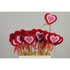 Stick Heart Felt Red Striped