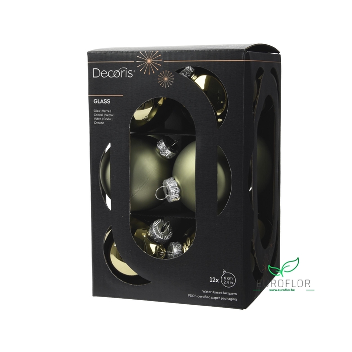 <h4>KERSTBAL GLASS 60MM 12PCS ROSEMARIJN</h4>