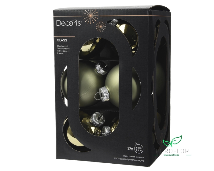 KERSTBAL GLASS 60MM 12PCS ROSEMARIJN