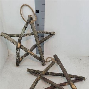 Houten Ster Met Jute Hengsel 40x40