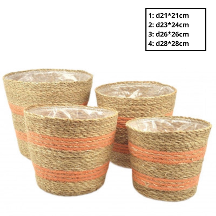 Manden sets Stripes pot S/4 d28*28cm