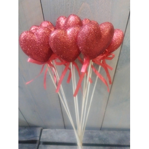 HERZ AUF STAB ROT glitter