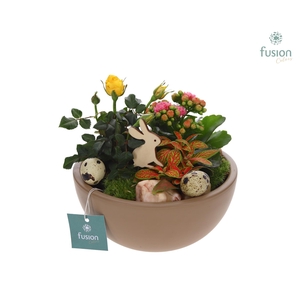 Schaal keramiek Moon Medium beige Pasen met arrangement