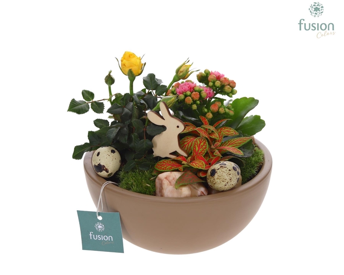 <h4>Schaal keramiek Moon Medium beige Pasen met arrangement</h4>