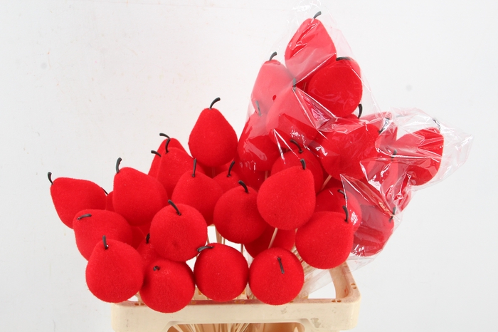 <h4>Stick Pear Flock 8cm Red</h4>
