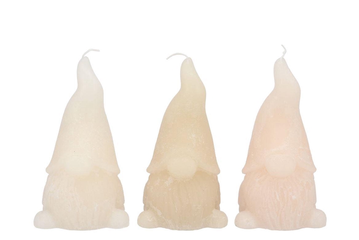 Candle Frosty Gnome Cozy Sand Mix 8x15cm Nm