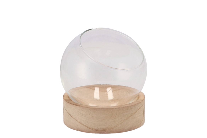 <h4>Glass On Wood Vase Sphere Shaded 10x11cm</h4>