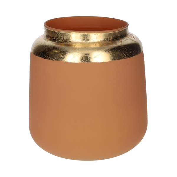 <h4>Vase Mona d7.7\\12.7xh12.5 brown matt\\gold</h4>