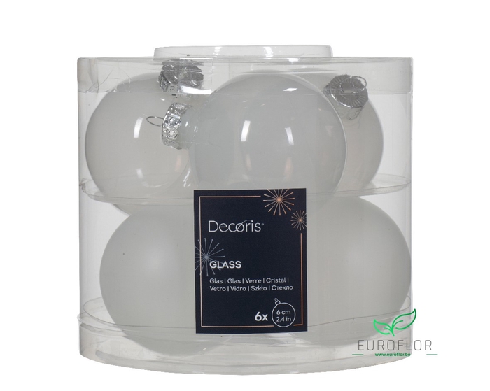KERSTBAL GLASS 60MM 6PCS WINTERWIT