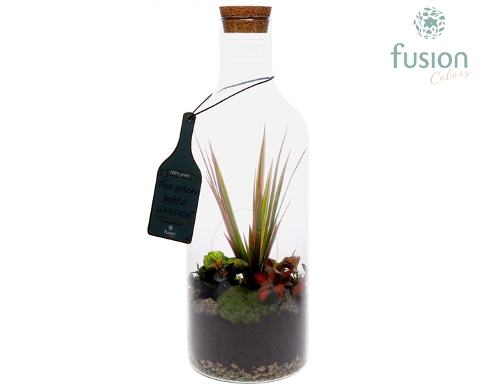 <h4>Green Bottle Fles Medium met Arrangement</h4>