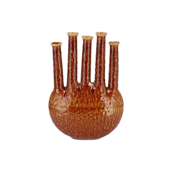 <h4>Inga Jahra Brown Vase Oval Tube Active Glaze 34x15x47cm Nm</h4>