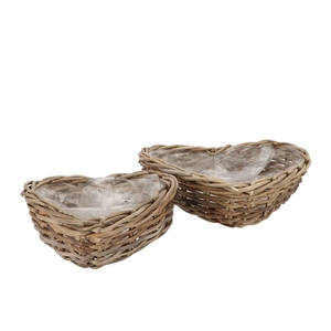 Rattan Ivy Basket Heart S/2 D26/31 H9/10