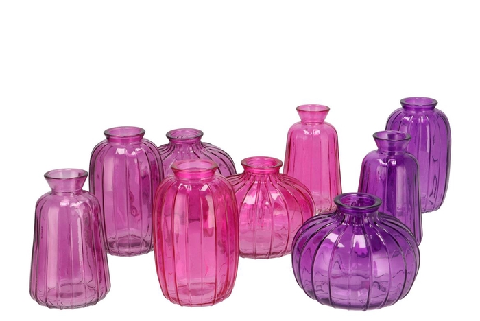 Dayah Sky Purple Mix Glass Bottle Set 3 7x11cm