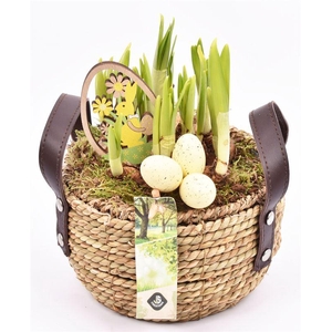 Touwmand met leer handv.16-18cm