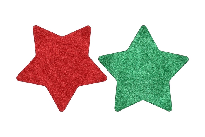 Melamine Shine Green/red Plate Star 24x24x1cm